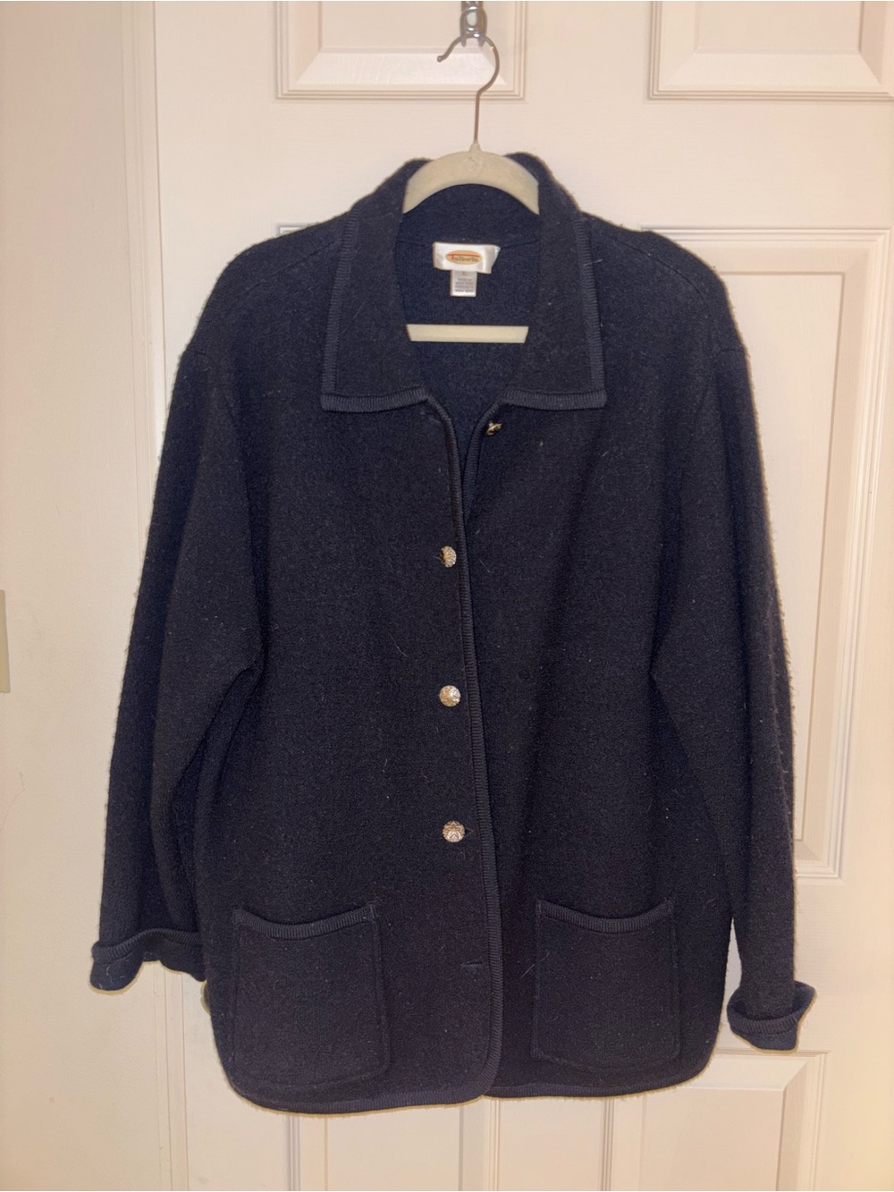 Talbots Classic Women's Black Wool Button-Up Jacket